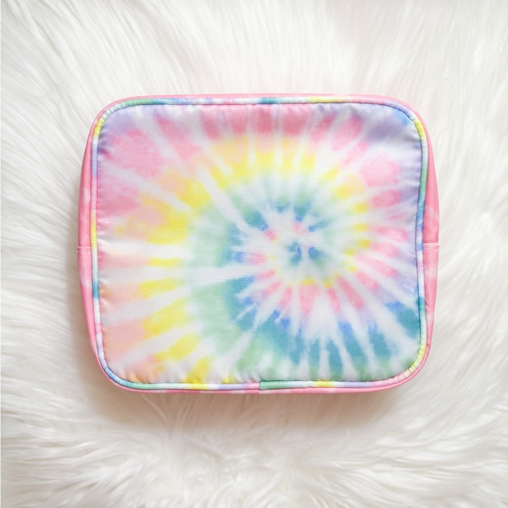 Rainbow Tie-Dye Zipper Makeup Bag